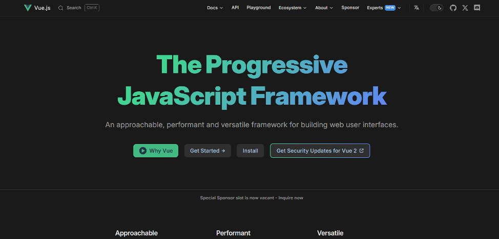 mejores frameworks para desarrollo web 2025 vue js frontend